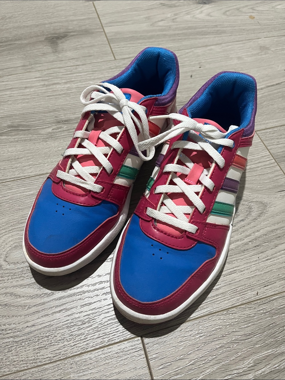 adidas NEO Pink Blue Multicolor Low-Top Sneakers